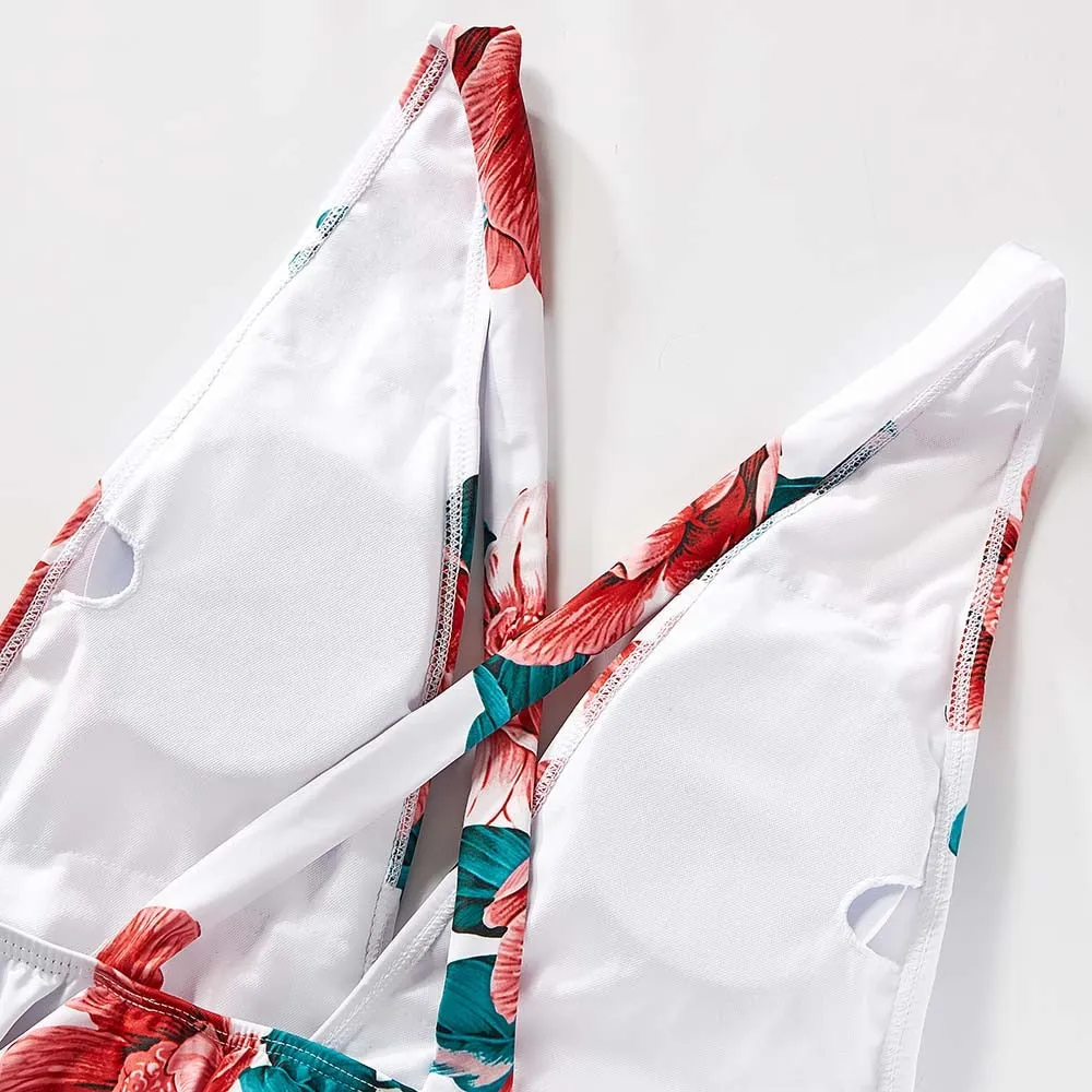 Matching Family Swimsuit Flower Floral One Piece Ruffle Swimsuit