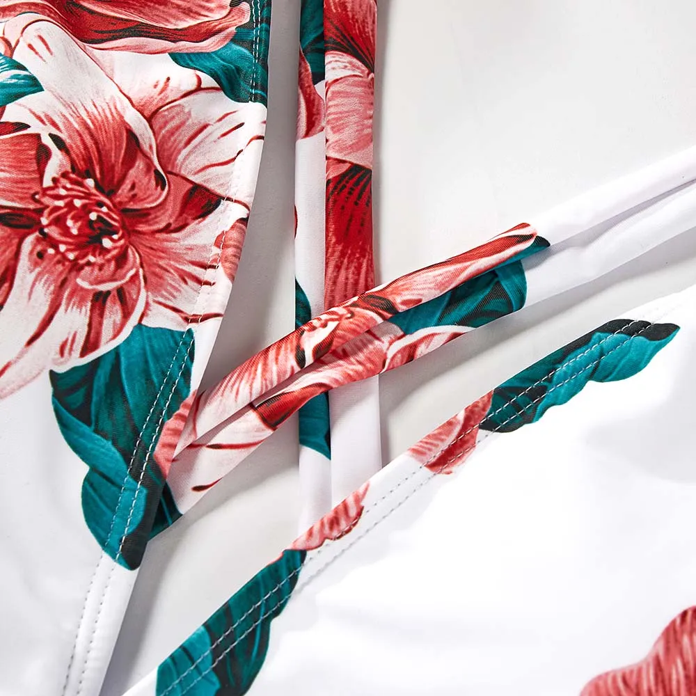 Matching Family Swimsuit Flower Floral One Piece Ruffle Swimsuit