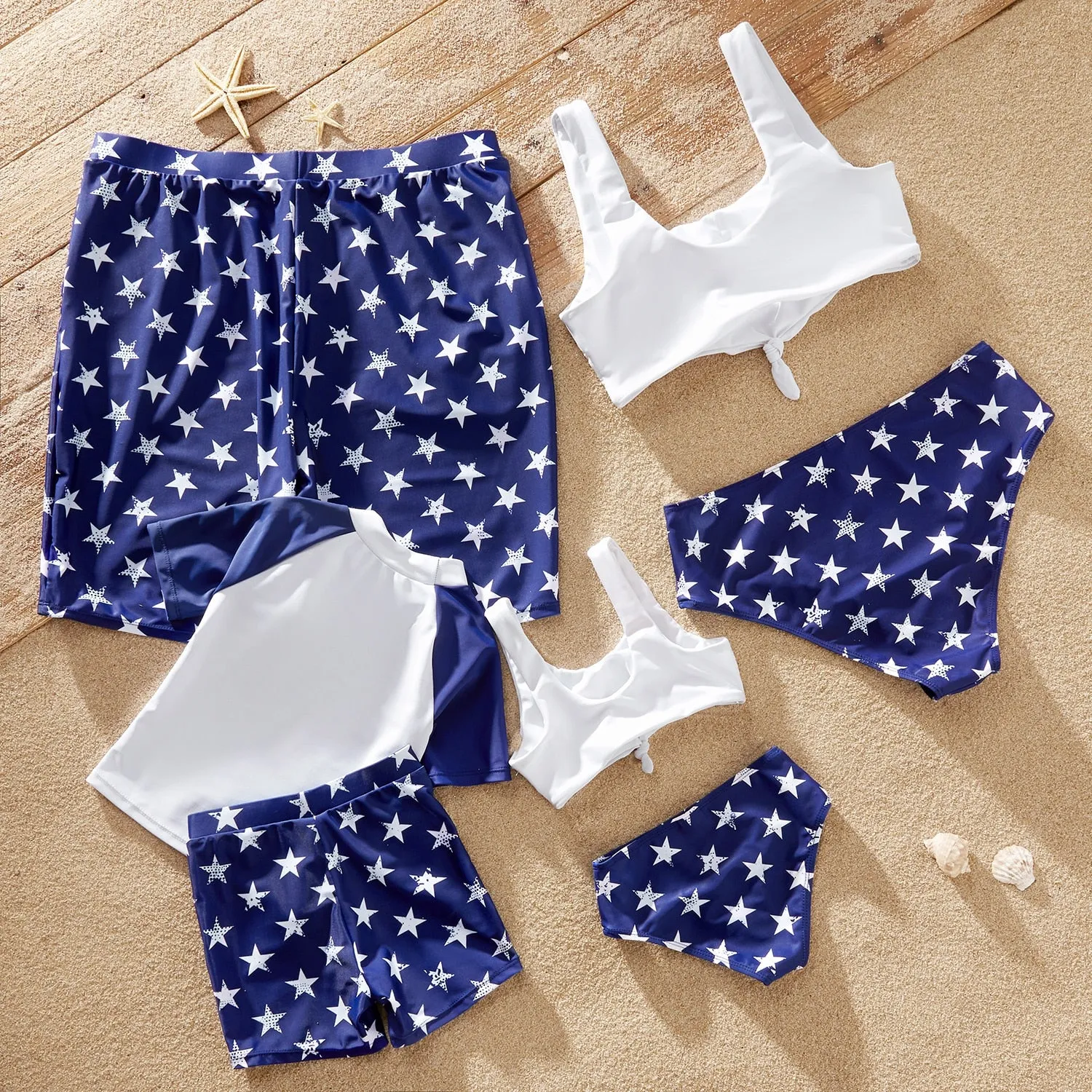 Matching Family Swimsuit Independence Day Print Tie Front Tank