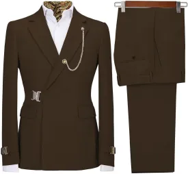 Men's 2 Pieces Suit Solid One Button Slim Fit Single Breasted Party Blazer Pants Set