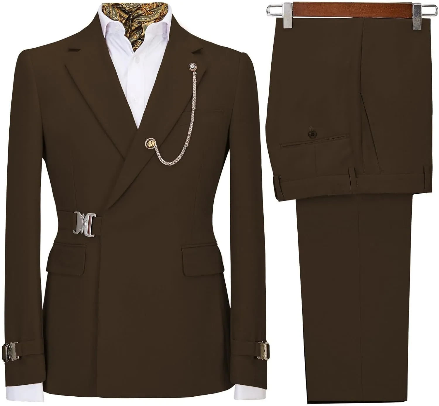 Men's 2 Pieces Suit Solid One Button Slim Fit Single Breasted Party Blazer Pants Set