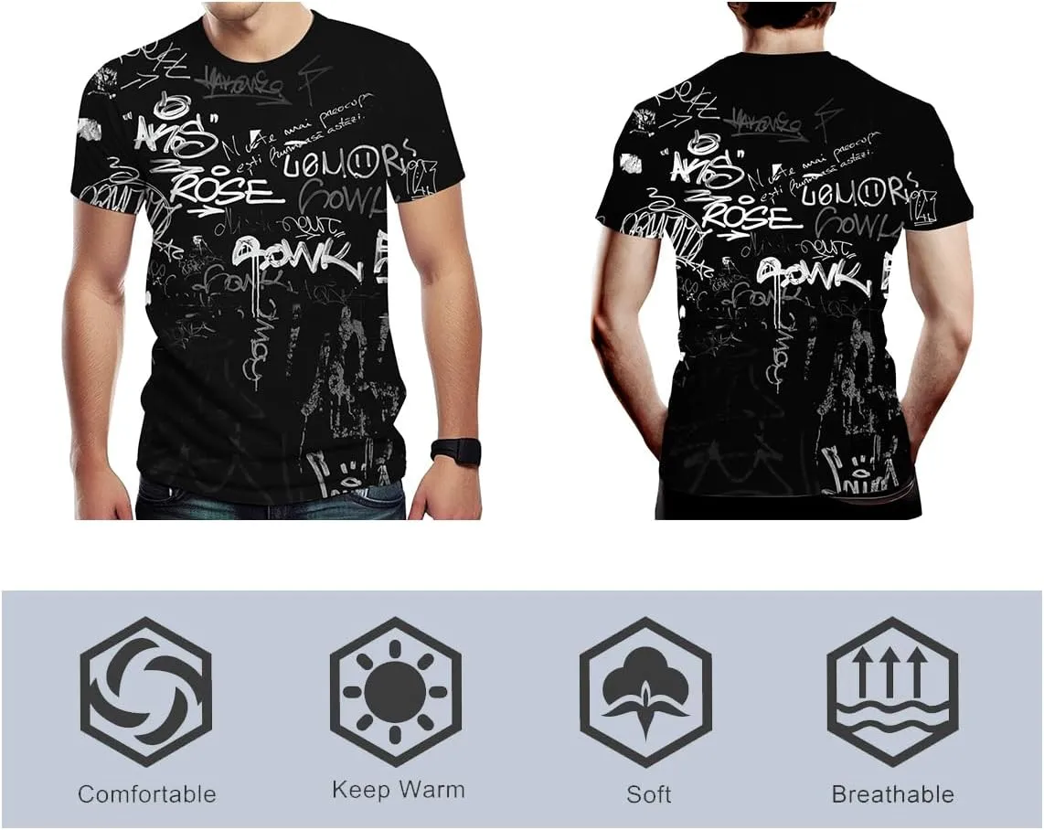 Men's 3D Print Hip Hop Graffiti Graphic T-Shirt Cool Shirt Novelty Tee Top