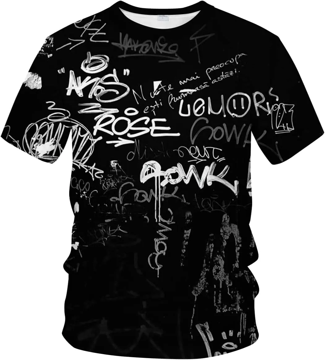 Men's 3D Print Hip Hop Graffiti Graphic T-Shirt Cool Shirt Novelty Tee Top