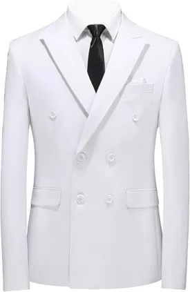 Men's Casual Suit Jacket Double Breasted Business Wedding Prom Blazer Jackets Slim Fit Lightweight Sport Coat
