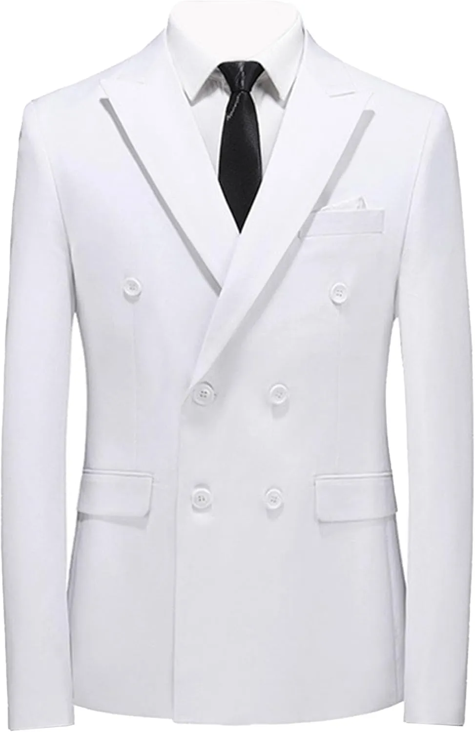 Men's Casual Suit Jacket Double Breasted Business Wedding Prom Blazer Jackets Slim Fit Lightweight Sport Coat