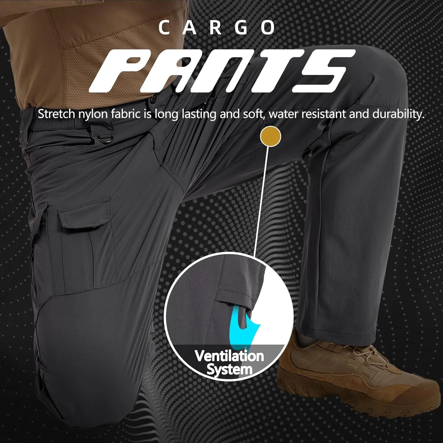 Men's Quick Dry Cargo Pants Water Resistant Tactical Pants Lightweight Stretch Outdoor Work Hiking Pants