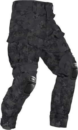 Mens Tactical Pants with Knee Pads Camo Cargo Pants Waterproof Hiking Pants 10 Pockets No Belt