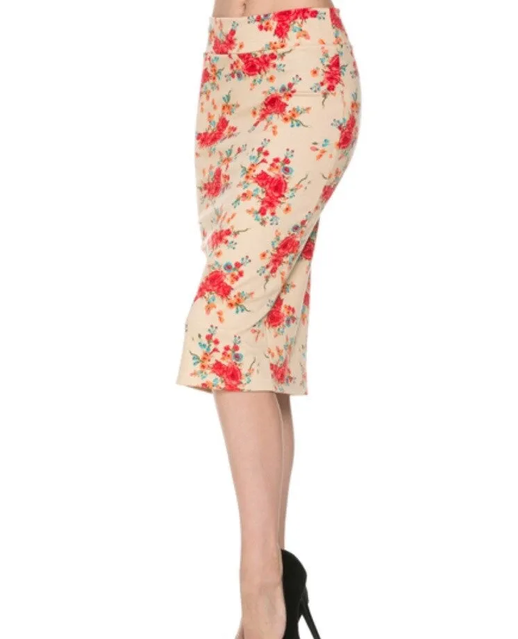 Mickey Floral Pencil Skirt-CLEARANCE