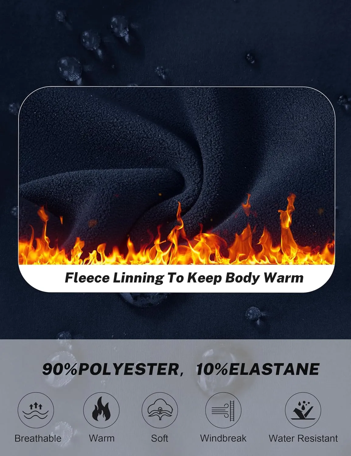 MoFiz Men's Hiking Pants Winter Fleece Windbreak Water Resistant Men's Joggers Pants Warm Running Pants