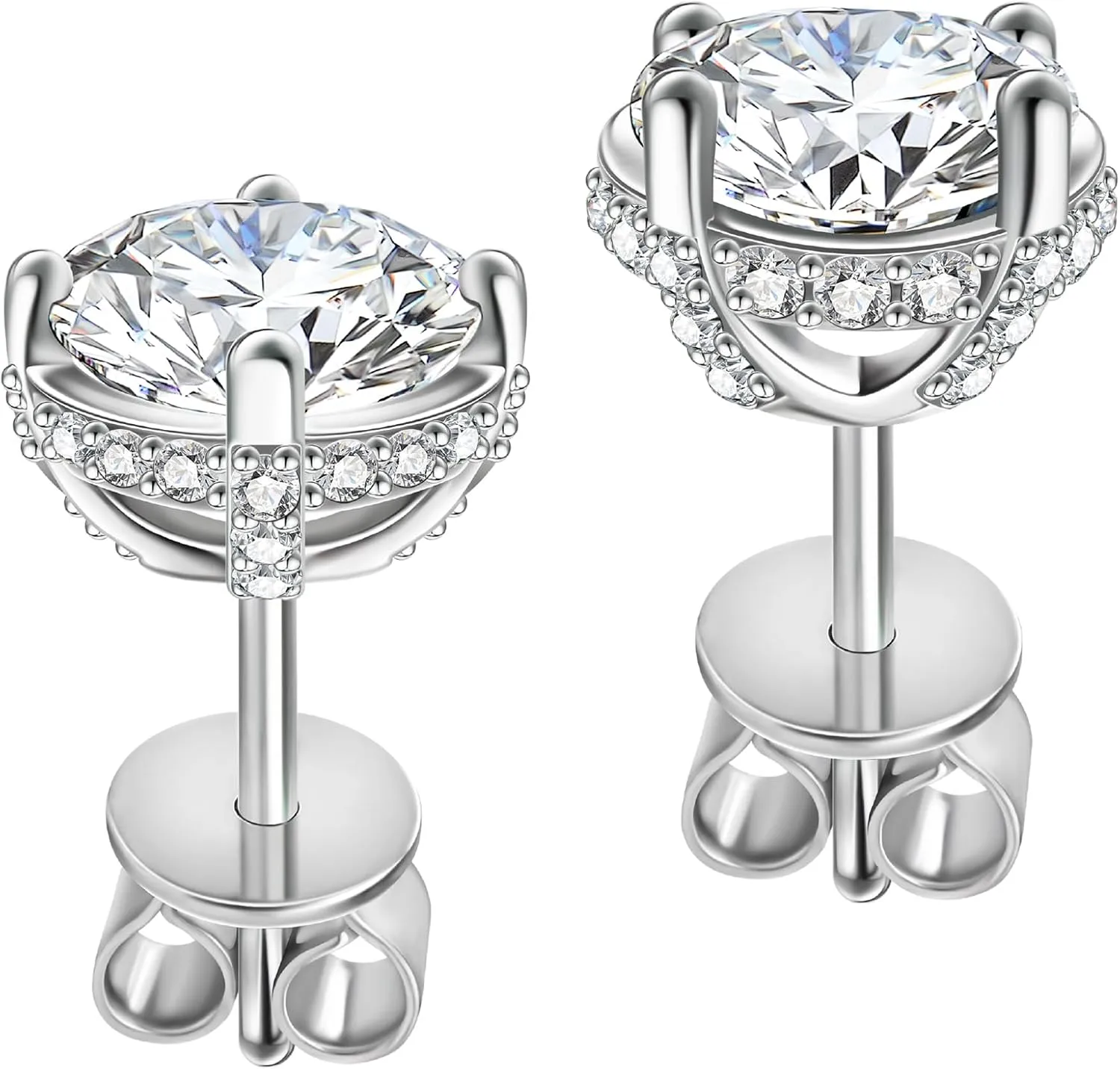 Moissanite Earrings Studs Sterling Silver Stud Earrings for Women 2 Carat S925 Earrings Hypoallergenic Gold Earring for Women Studs