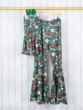 Mom & Me Hunter Green Poppy Bell Bottoms