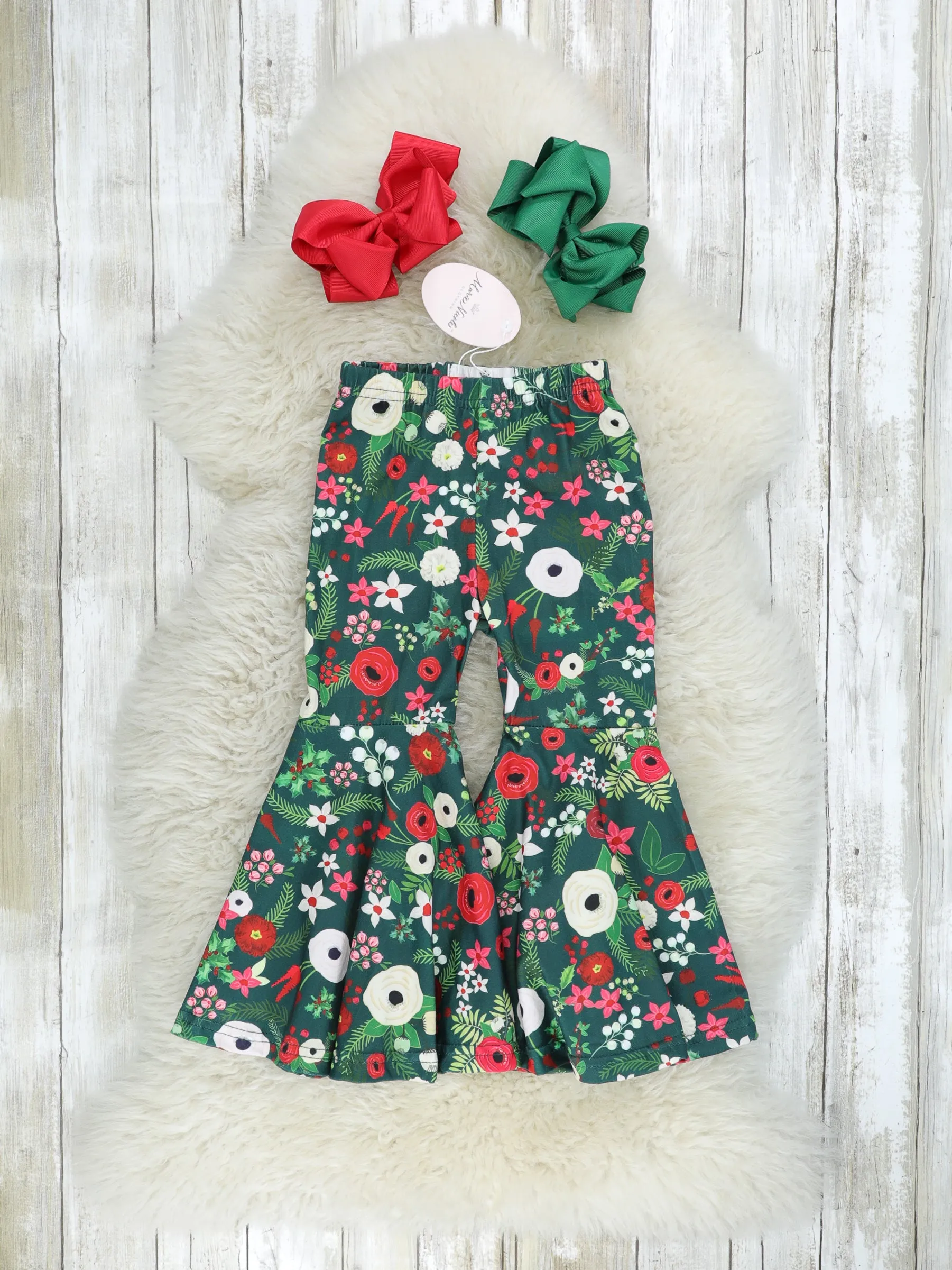 Mom & Me Hunter Green Poppy Bell Bottoms