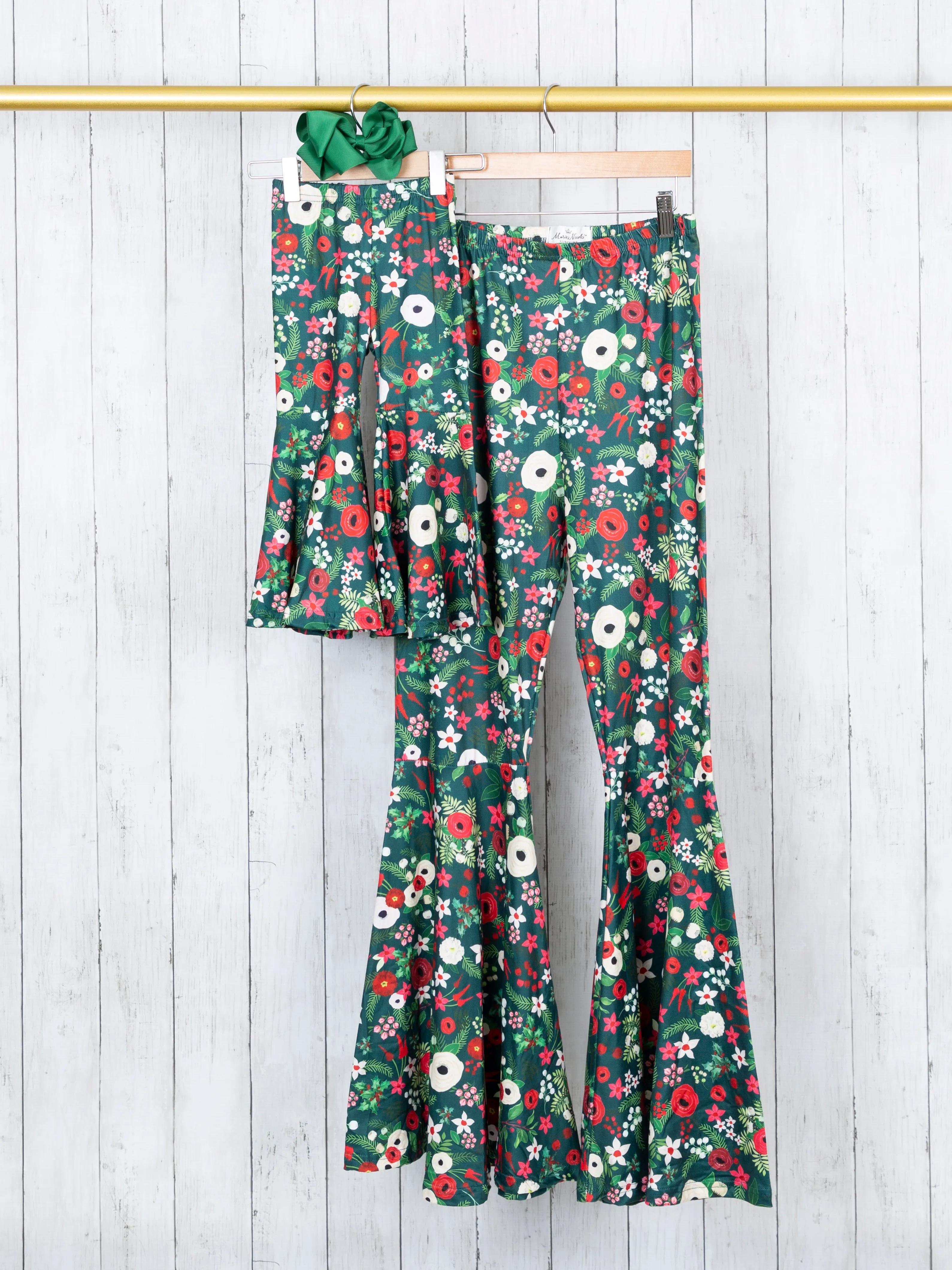 Mom & Me Hunter Green Poppy Bell Bottoms