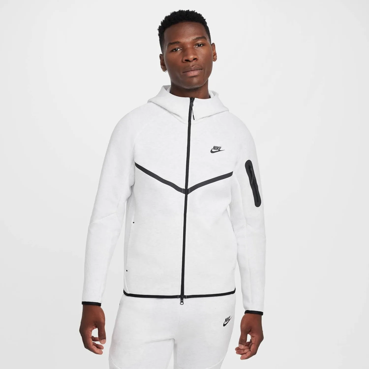 Nike Tech Men's Full-Zip Windrunner Hoodie (HV0949-051, Birch Heather/Black)