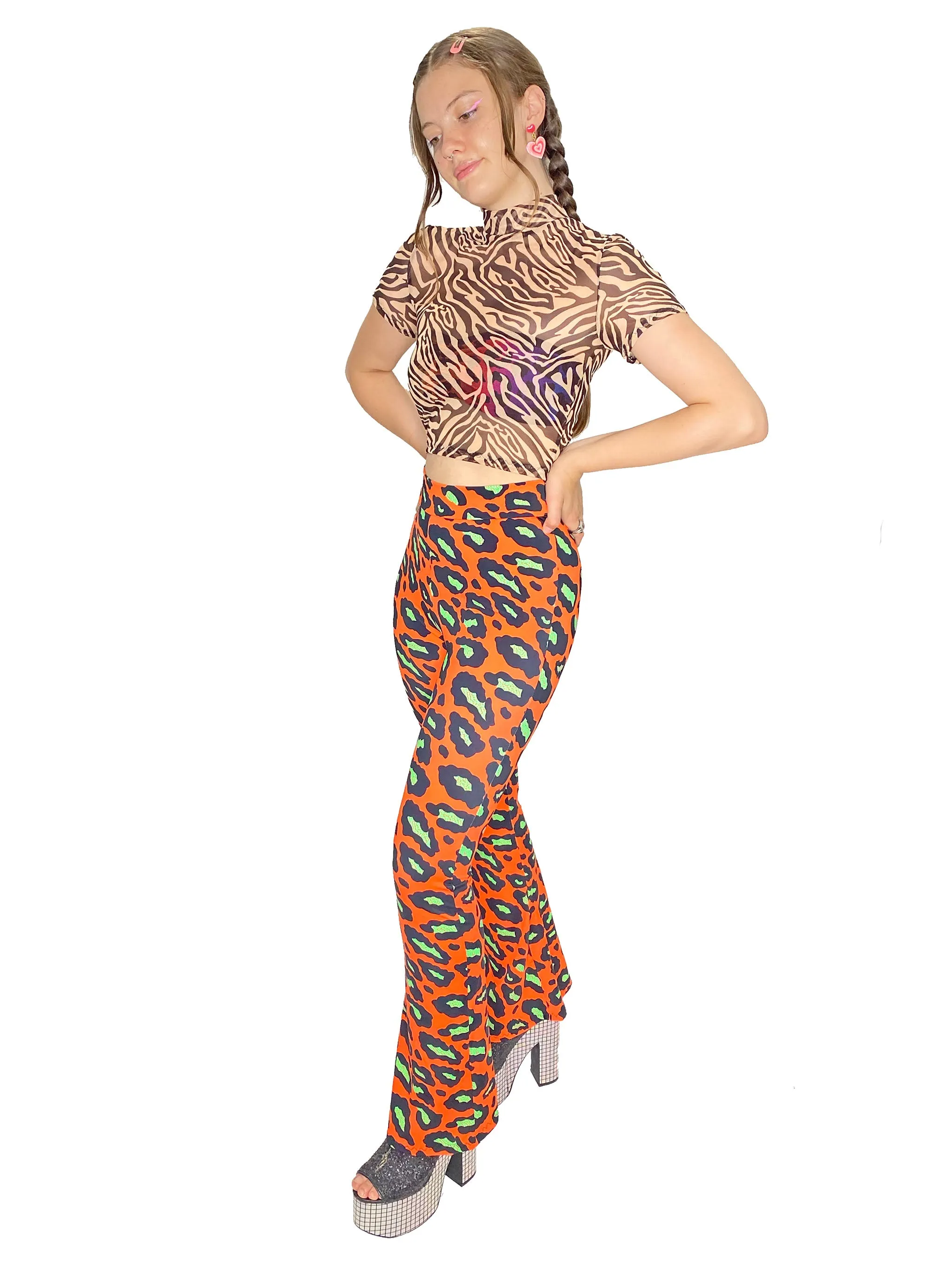 Orange Leopard Bell Bottoms