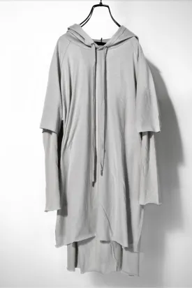 Oversized Hoodie With Double Sleeve In Charcoal Marl