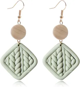 Polymer Clay Rattan Flower Earring Boho Handmade Woven Statement Boho Lightweight Drop Dangle Earrings Jewelry Gifts for Women