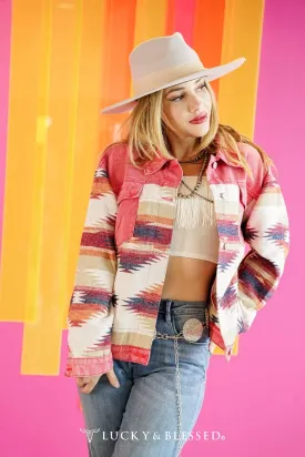 ROSE DENIM AZTEC JACKET