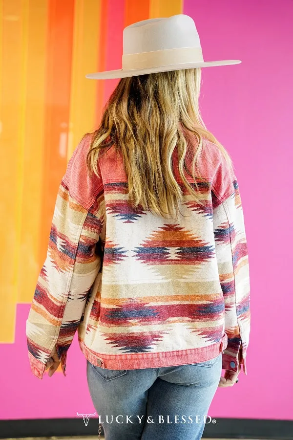 ROSE DENIM AZTEC JACKET