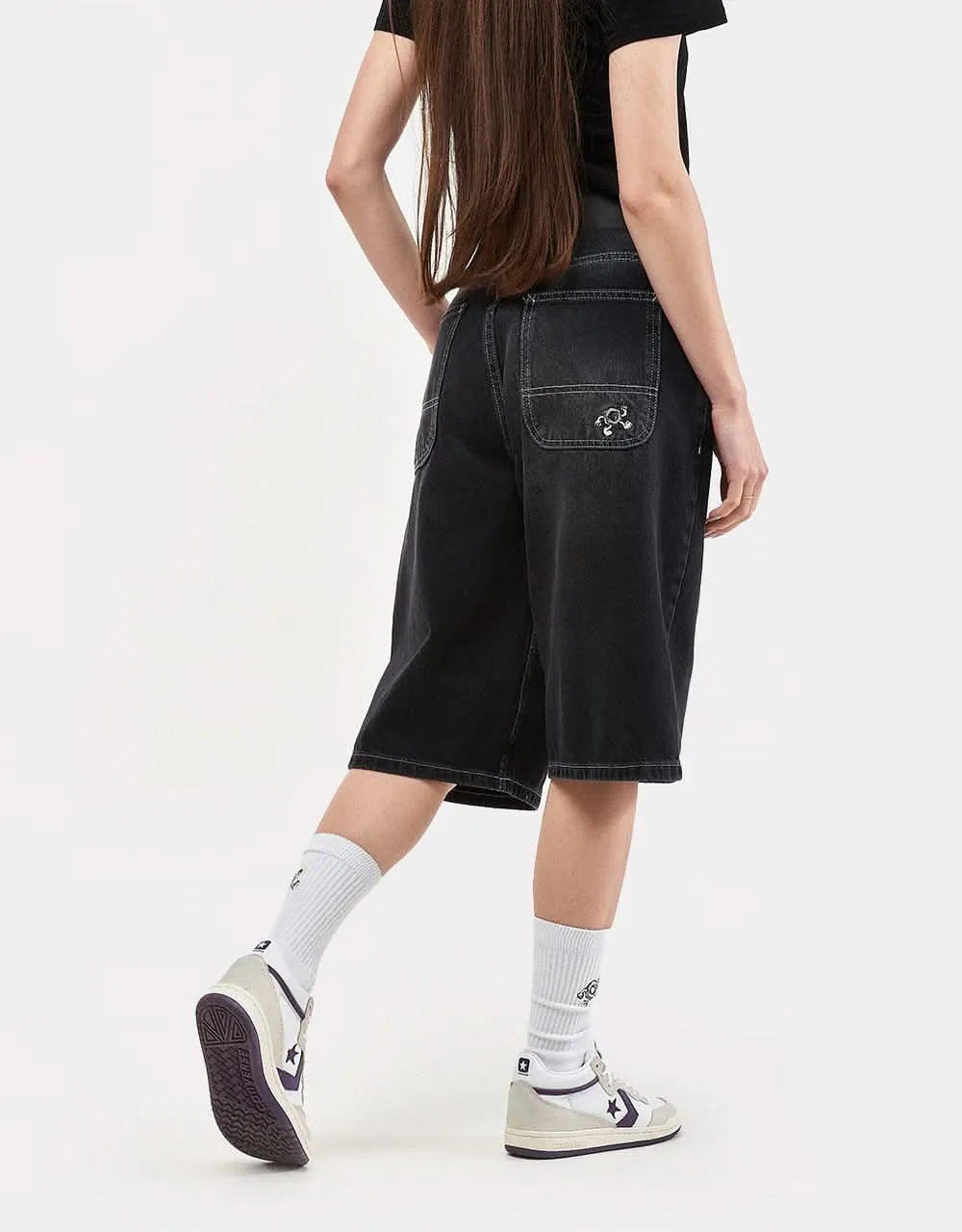 Route One Super Baggy XL Denim Bermuda Shorts - Washed Black