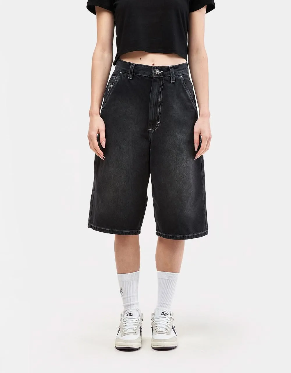 Route One Super Baggy XL Denim Bermuda Shorts - Washed Black