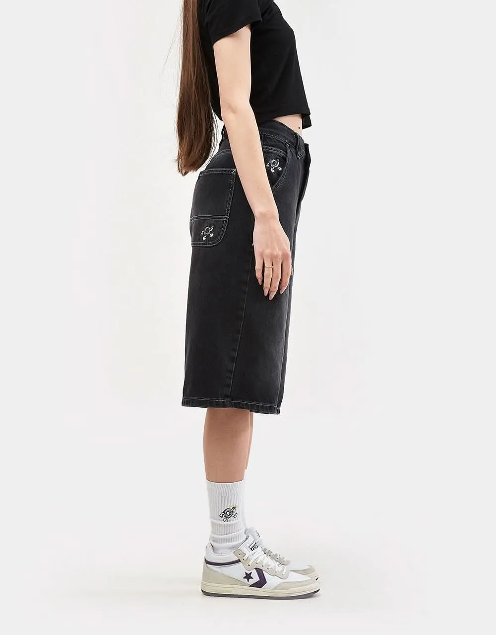 Route One Super Baggy XL Denim Bermuda Shorts - Washed Black