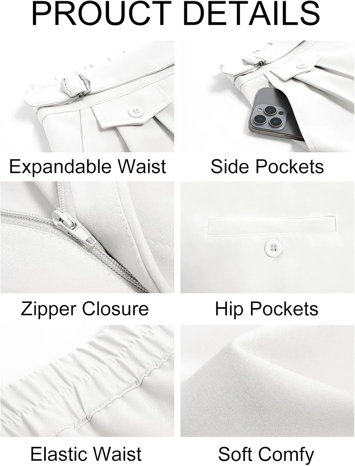 Runcati Mens Classic Fit Dress Pants Pleated Elastic Waist Work Pants Skinny Stretch Business Suit Pants