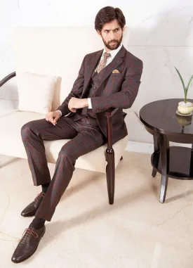 Rust Checked Single-Breasted Suit