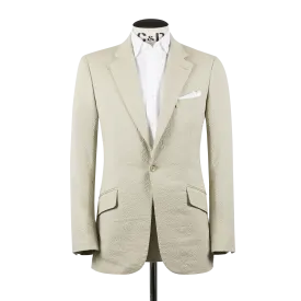 Single Breasted Notch Lapel Suit in Cream Seersucker