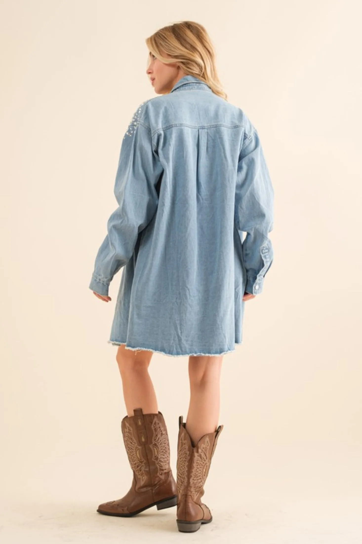 Studded Rhinestone Denim Jacket