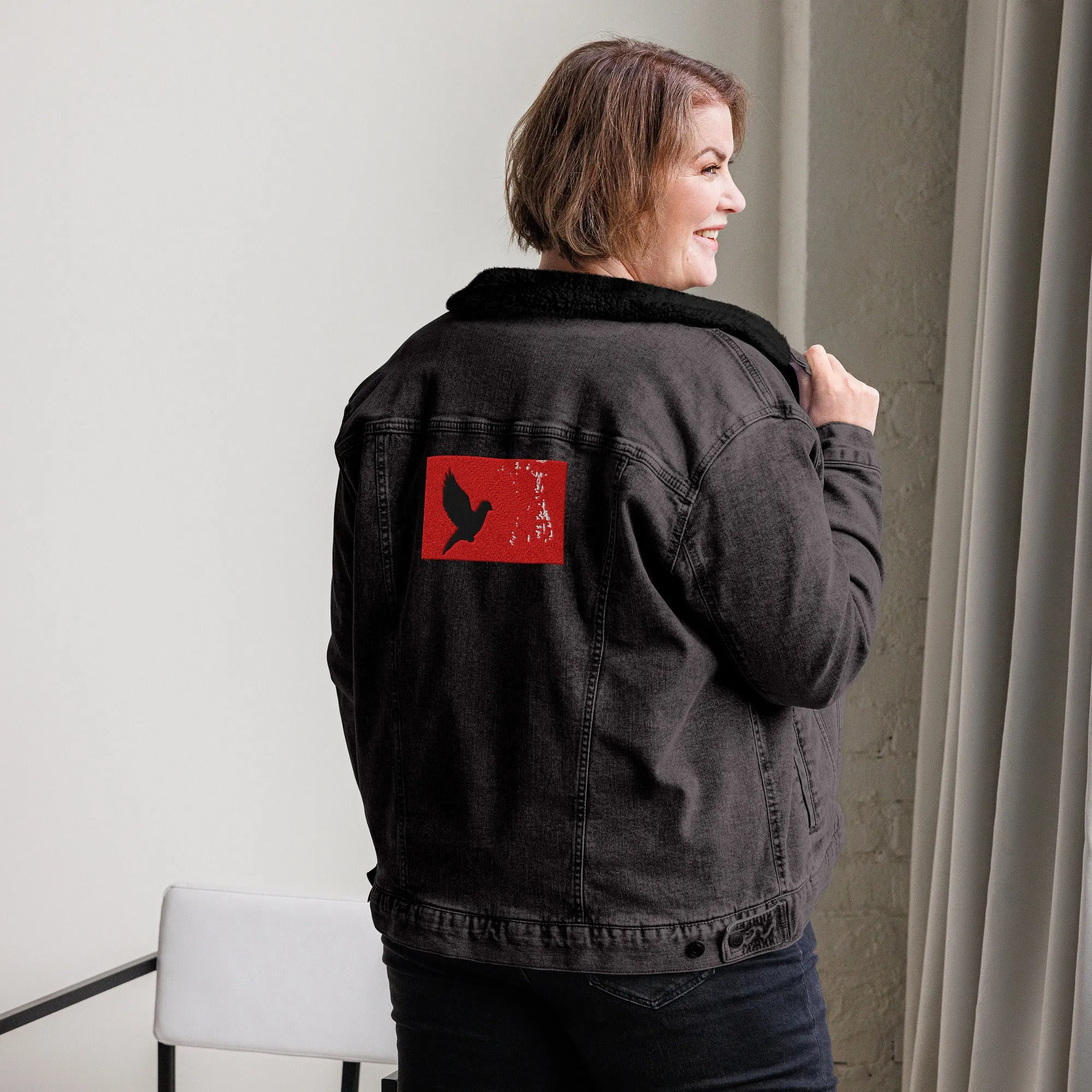 TAKE FLIGHT Unisex Denim Sherpa Jacket