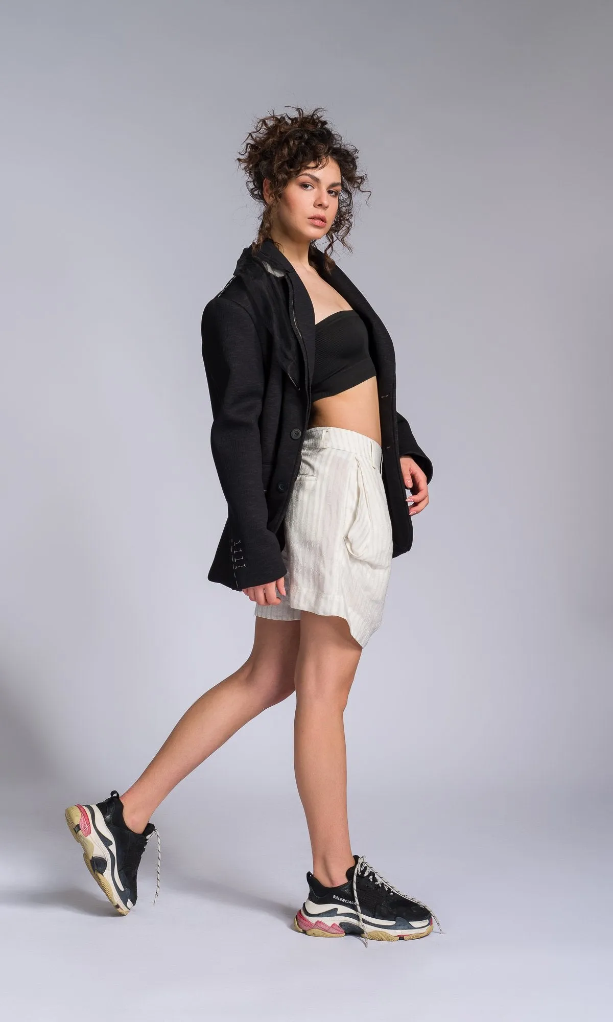 Twisted Baggy Seersucker Shorts