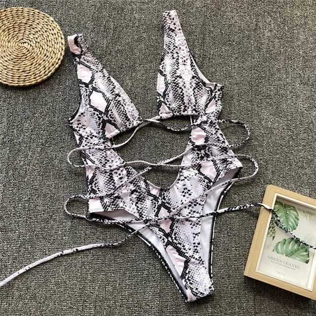 Tye Me Down Animal Print Swimsuit