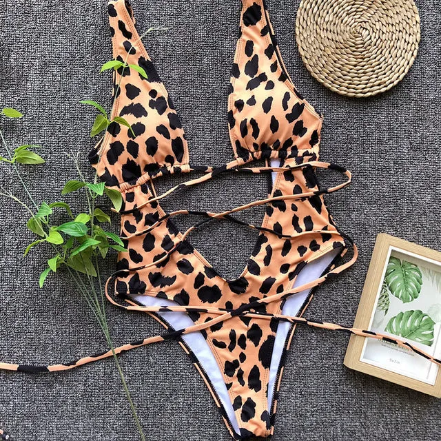 Tye Me Down Animal Print Swimsuit