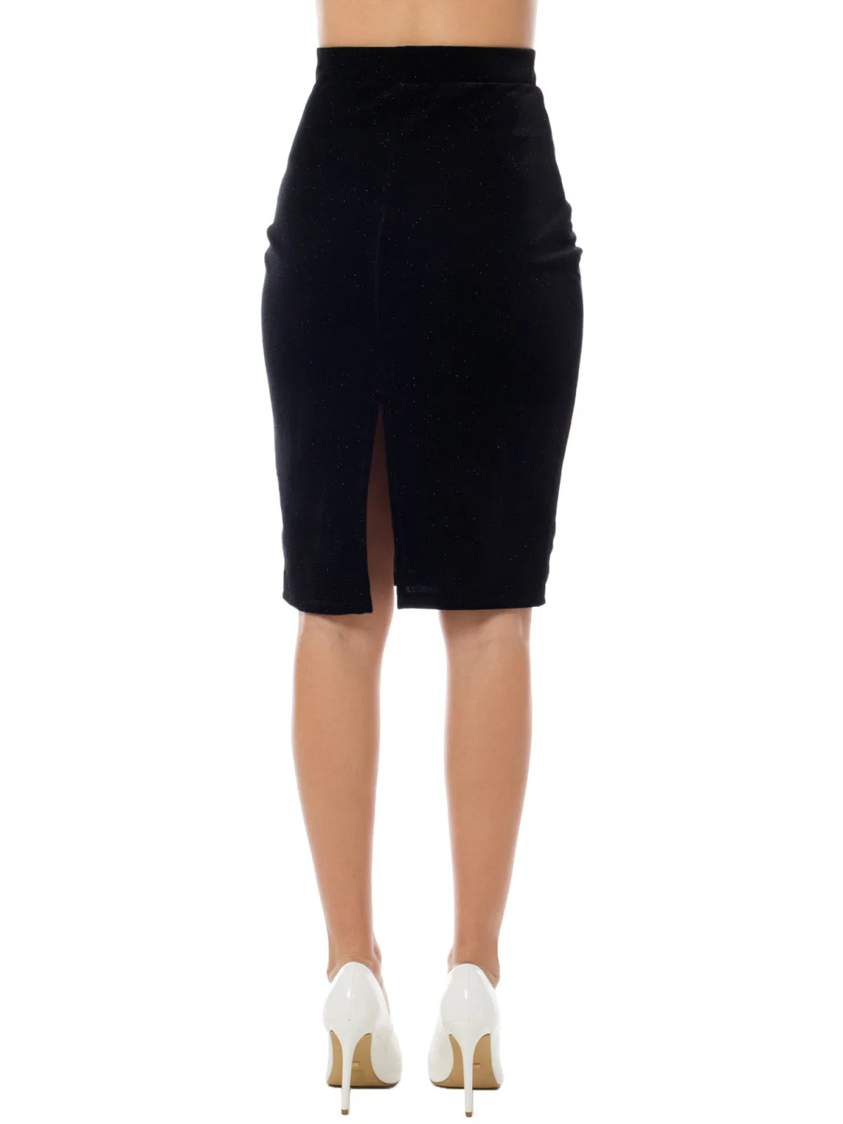 Velvet Glitter Bodycon Midi Pencil Skirt