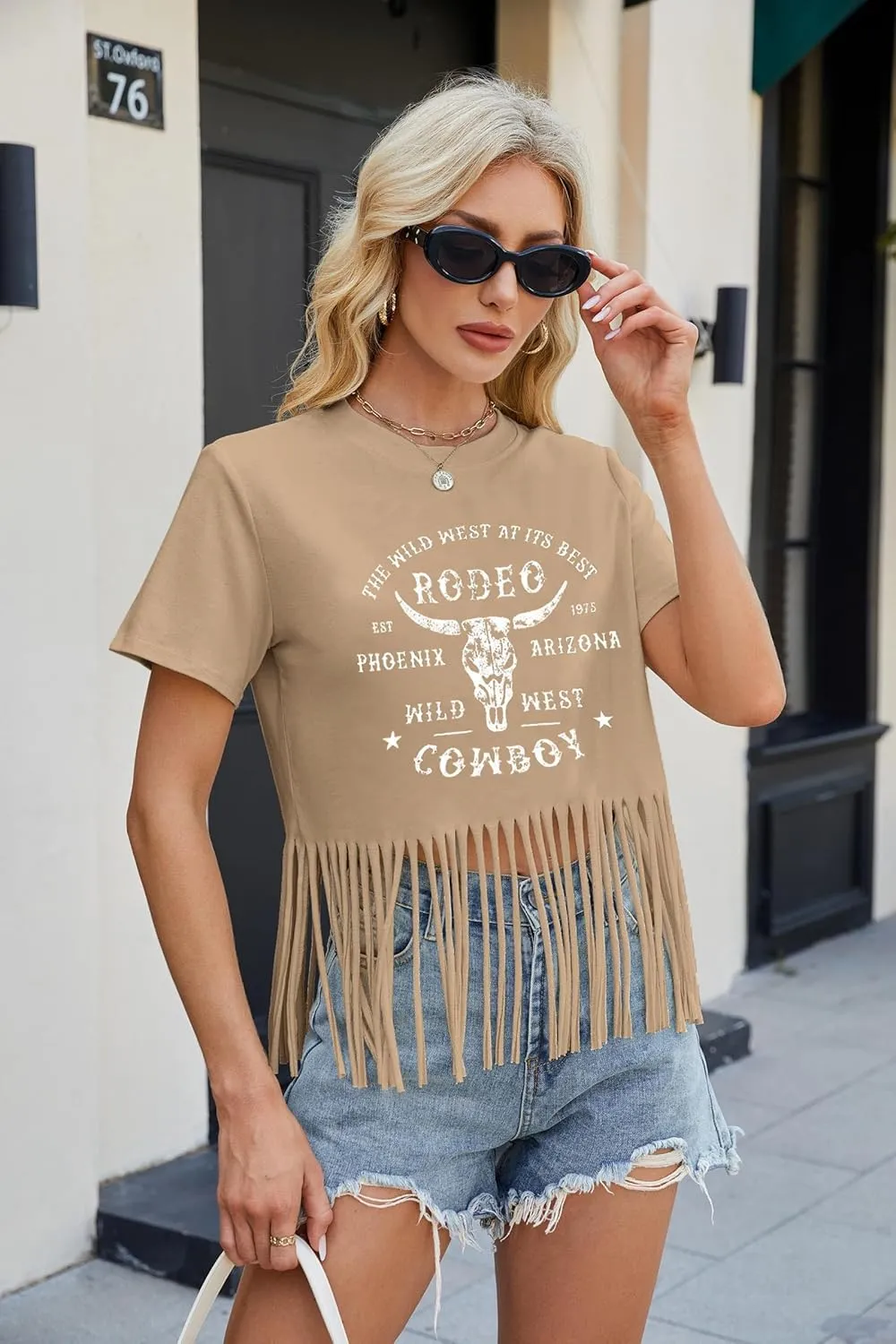 Western Shirt for Women Vintage Cowgirl Fringe T-Shirt Short Sleeve Rodeo Country Tee Tops