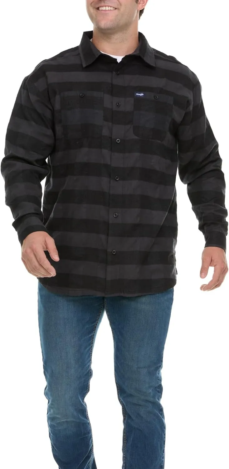 Wrangler Big and Tall Flannel Shirt for Men  Mens Button Down Plaid Shirt