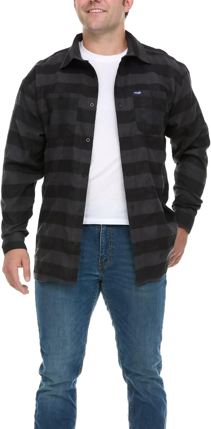 Wrangler Big and Tall Flannel Shirt for Men  Mens Button Down Plaid Shirt