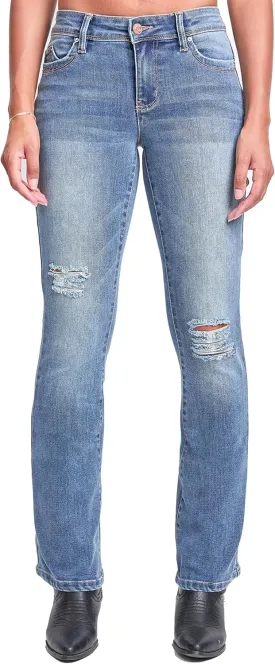 YMI Women's Wannabettabutt Mid Rise Bootcut Jeans