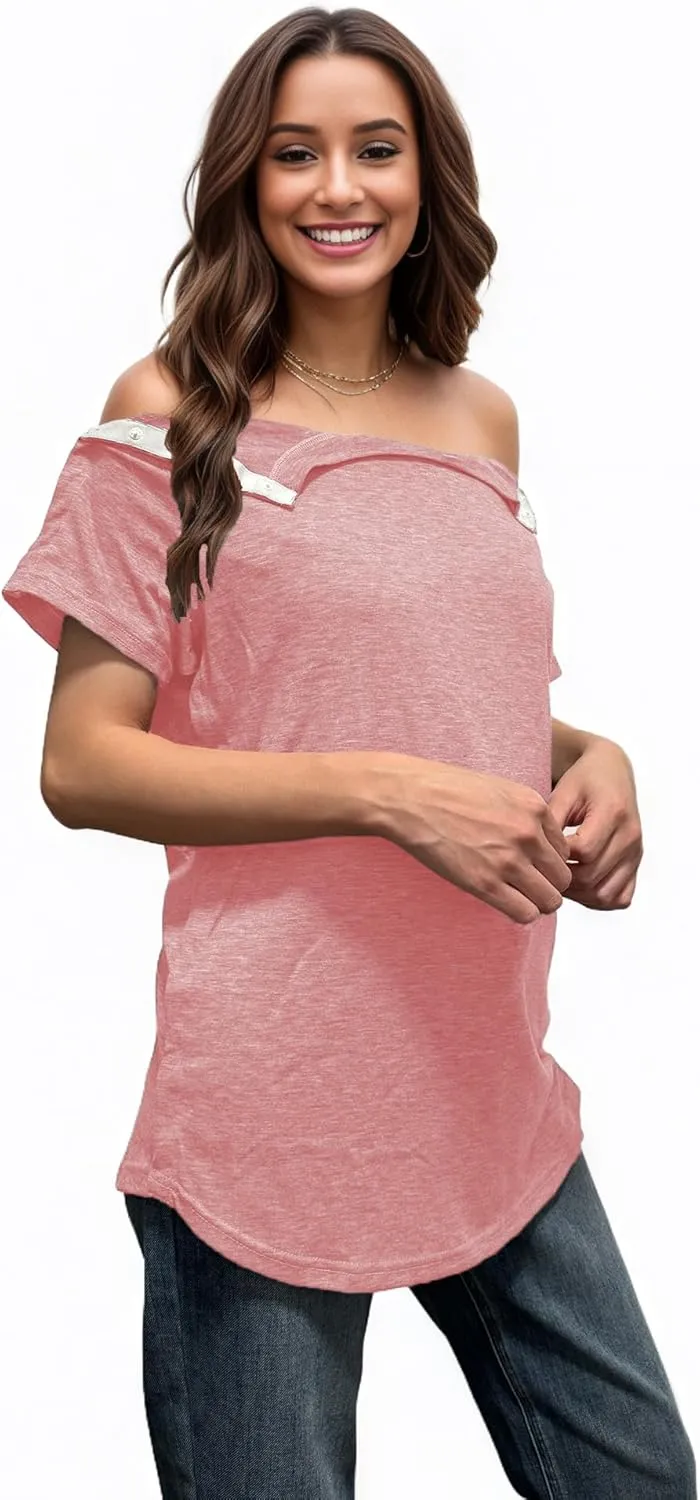 Youdiao Post Shoulder Surgery Shirt for Women Tear Away Snap Short Sleeve Rotator Cuff Recovery Must Haves Chemo Clothing