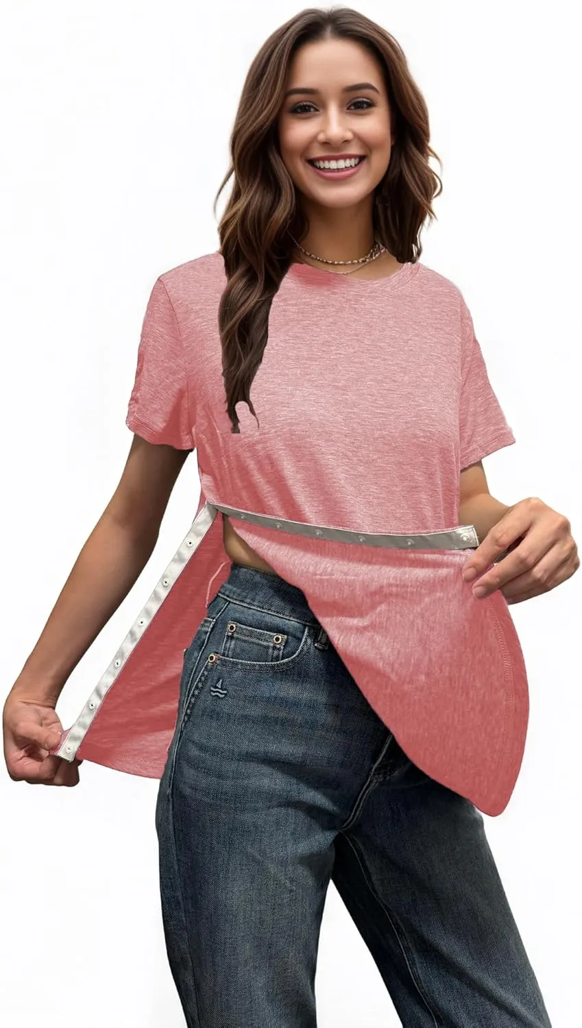Youdiao Post Shoulder Surgery Shirt for Women Tear Away Snap Short Sleeve Rotator Cuff Recovery Must Haves Chemo Clothing